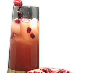 cuffing season served in glass with pomegranate